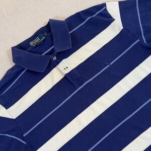 Polo Ralph Lauren Mens Large Striped Polo Shirt Classic Fit Casual Vintage‎
